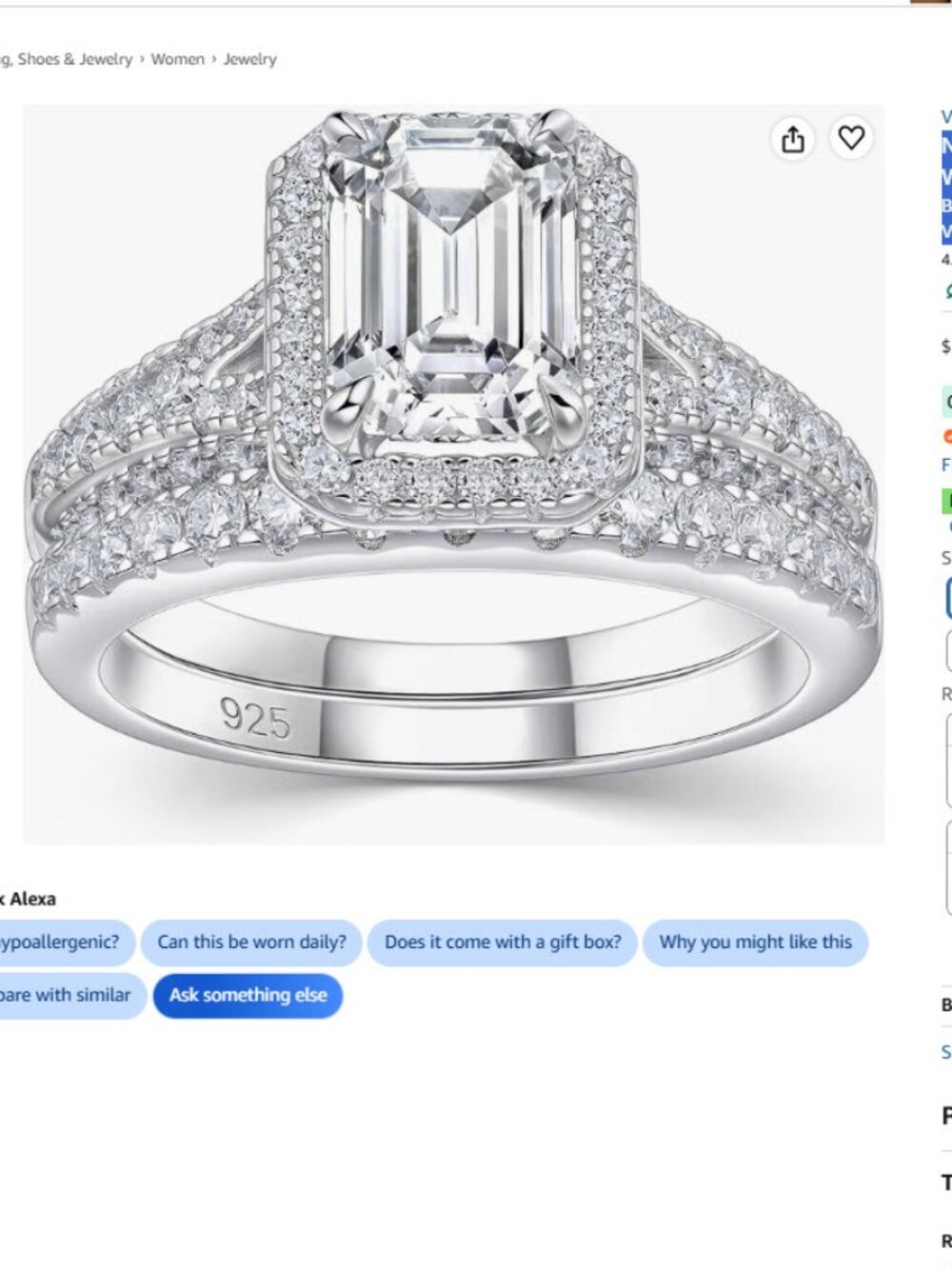 Moissanite Wedding Sets for Women Oval Emerald Pear Shape - NWT - 8